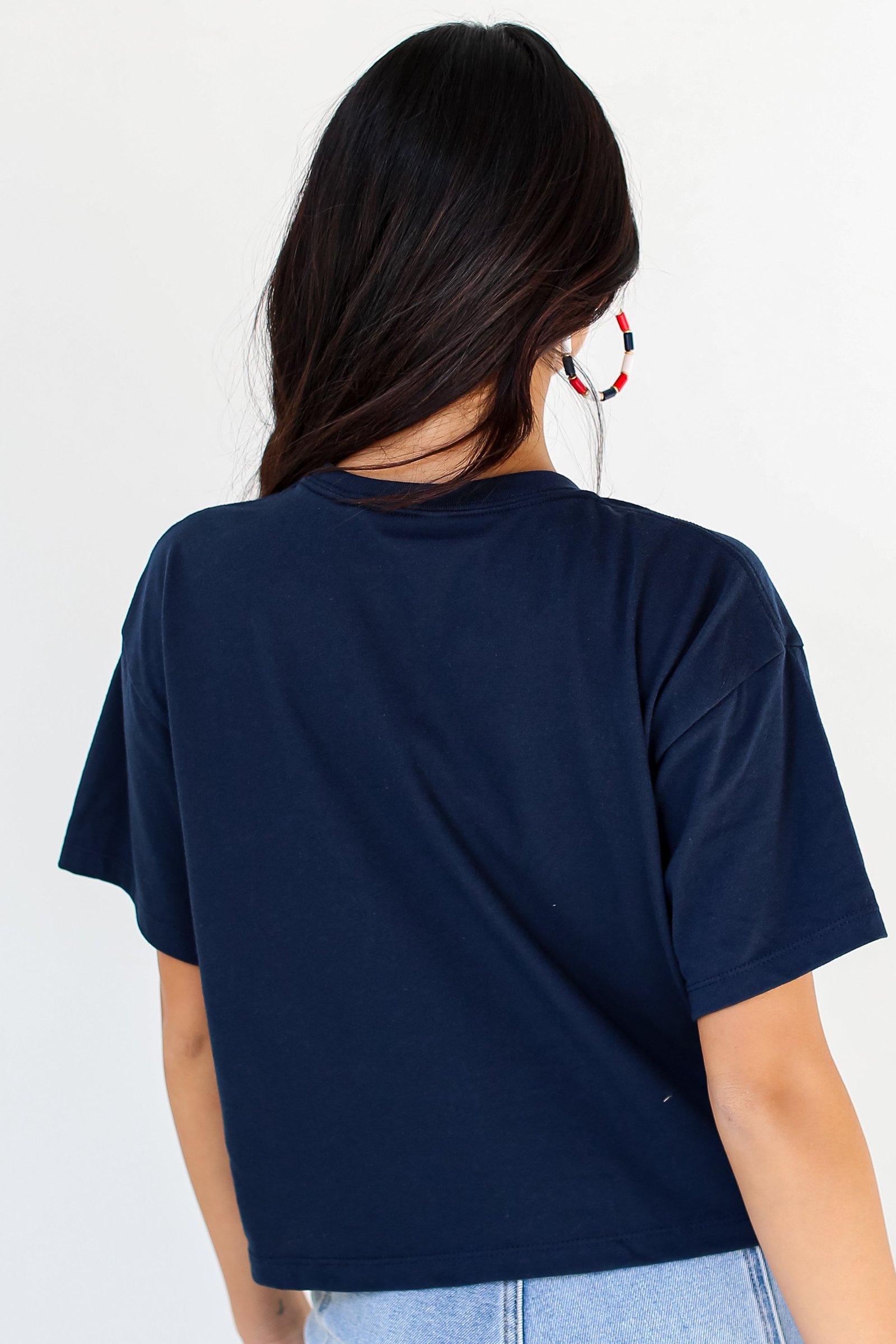 Navy Atlanta Baseball Cropped Tee